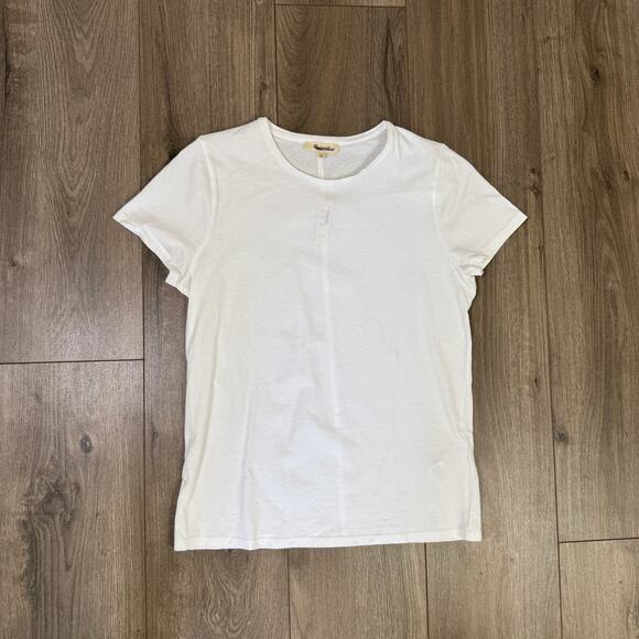 Madewell Essential Slim Tee WMNS M White Lightweight Cotton Stretch Short Sleeve - Picture 4 of 8